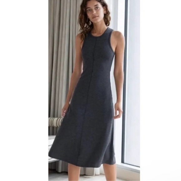 Lunya | Minimalist Wear Everywhere Restore Sleeveless Fitted Midi Dress | S - Picture 5 of 11